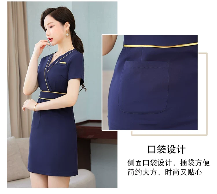 Business Wear dress 2023 Summer Women's Short-sleeved Temperament High-end Hotel Front Desk Beauty Salon Jewelry Shop Work Clothes