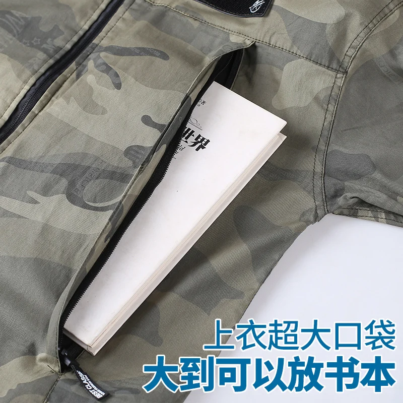 Summer Pure Cotton Thin Work Clothes Set for Men and Women Stretch Camouflage Clothing for Welders Wear-resistant Work-protection Clothing Casual Suit