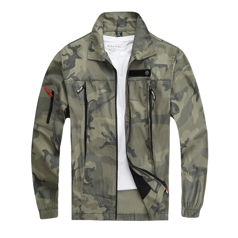 Summer Pure Cotton Thin Work Clothes Set for Men and Women Stretch Camouflage Clothing for Welders Wear-resistant Work-protection Clothing Casual Suit