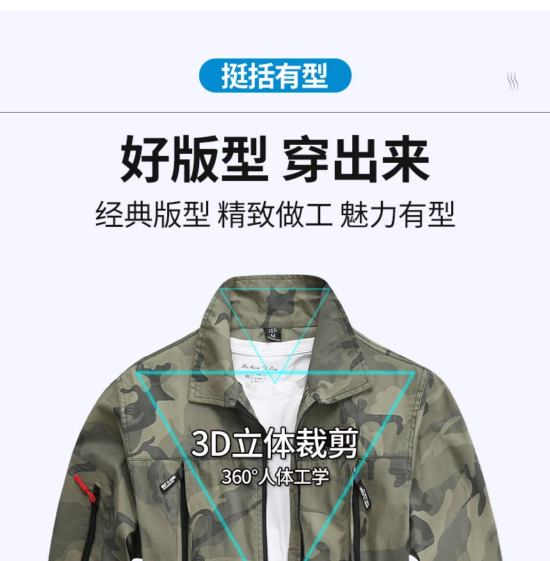Summer Pure Cotton Thin Work Clothes Set for Men and Women Stretch Camouflage Clothing for Welders Wear-resistant Work-protection Clothing Casual Suit
