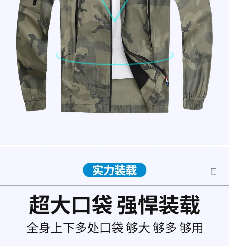 Summer Pure Cotton Thin Work Clothes Set for Men and Women Stretch Camouflage Clothing for Welders Wear-resistant Work-protection Clothing Casual Suit
