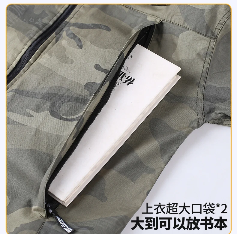 Summer Pure Cotton Thin Work Clothes Set for Men and Women Stretch Camouflage Clothing for Welders Wear-resistant Work-protection Clothing Casual Suit