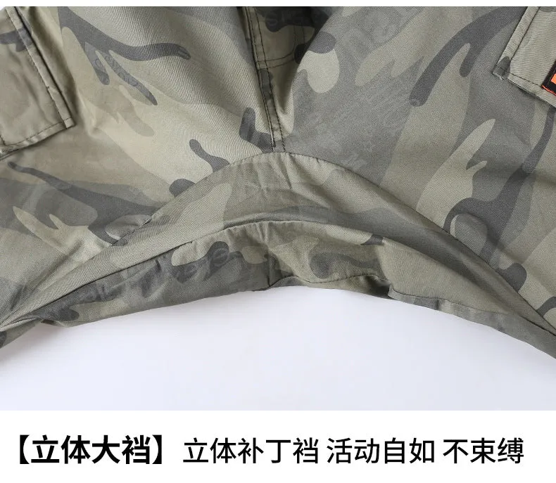 Summer Pure Cotton Thin Work Clothes Set for Men and Women Stretch Camouflage Clothing for Welders Wear-resistant Work-protection Clothing Casual Suit