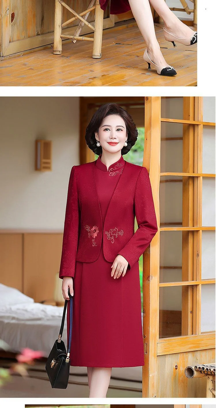 2024 New Chinese Mother's Wedding Dress Two-Piece Wedding Dress for dress Women's Spring and Autumn Middle Year Happy Mother-in-Law Wedding Dress