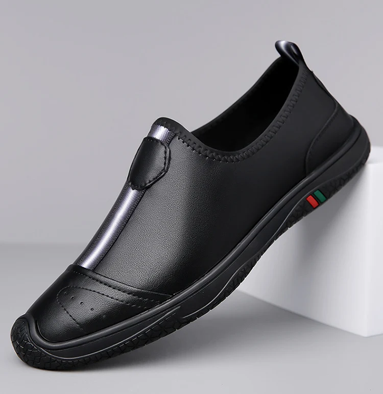 Doug Shoes Men's 2024 New Spring Lazy Slip-on Loafers Soft Bottom Driving Shoes Men's Hollow Leather Shoes