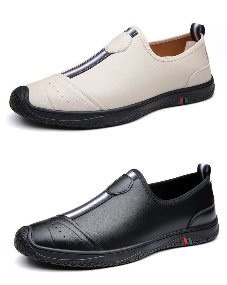 Doug Shoes Men's 2024 New Spring Lazy Slip-on Loafers Soft Bottom Driving Shoes Men's Hollow Leather Shoes