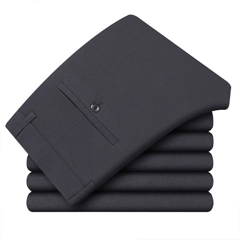 Men's Casual Trousers for Foreign Trade, Loose and Fattened, No-Iron Straight Suit, Business Elastic Trousers Wholesale