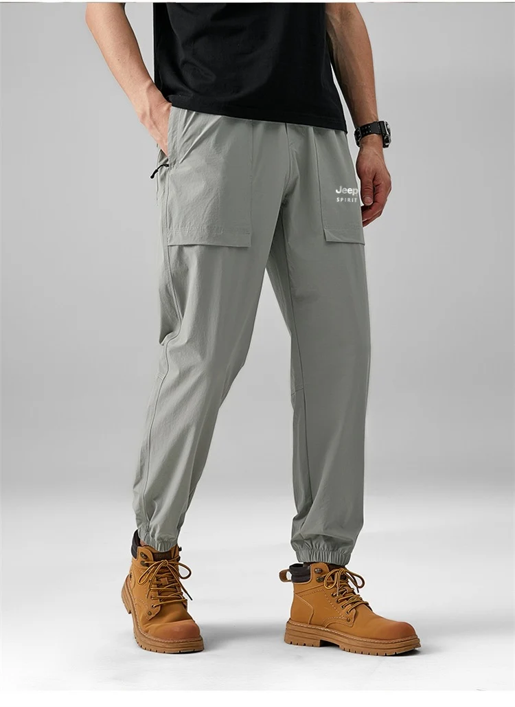 2024 Summer Thin Pants Soft Shell Waterproof Windproof Men's American Style Functional Outdoor Mountaineering Casual Crock Pants