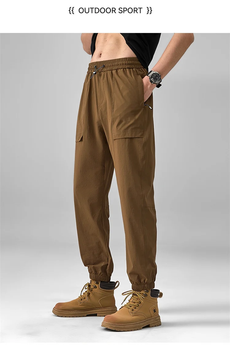 2024 Summer Thin Pants Soft Shell Waterproof Windproof Men's American Style Functional Outdoor Mountaineering Casual Crock Pants