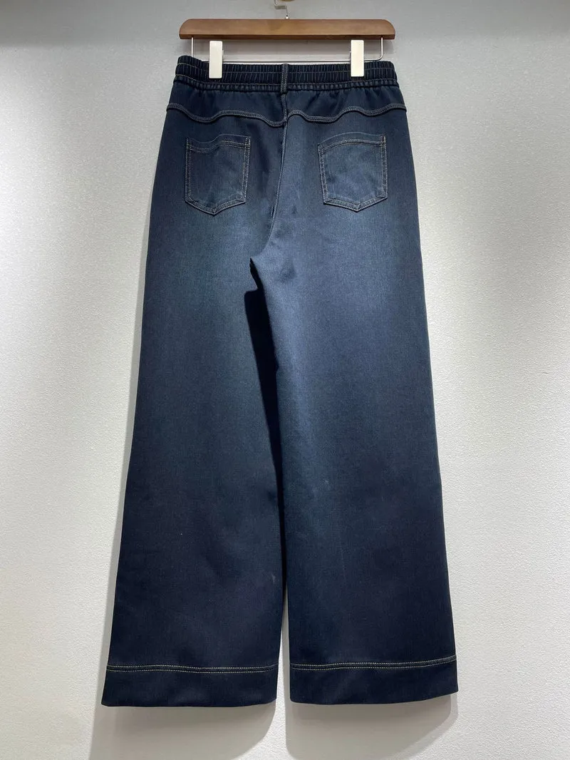 Elastic Wide-Leg Soft Denim Jeans for Women, High-Waisted, Four-Way Stretch, Straight-Leg Pants, Vintage Style, Slimming, Loose, Soft, Casual Pants, Versatile