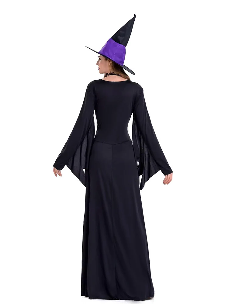 Amazon Cross-Border Halloween Purple Witch Costume Magician Long Skirt Wizard Cosplay Stage Performance Costume