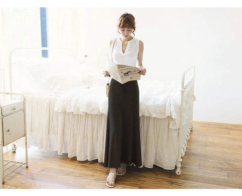 Split Skirt Women's Summer Long Skirt 100.00kg New Modal Strap A- line Skirt Slim-fit Long Skirt Skirt