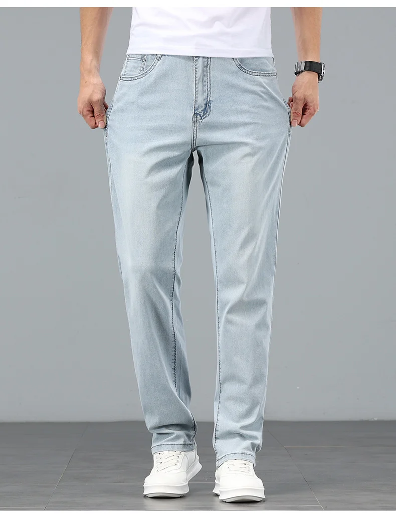 Lyocell Tencel Jeans Men's Straight-Leg Loose 2025 New Men's Pants Summer Thin Ice Silk Ultra-Thin Pants