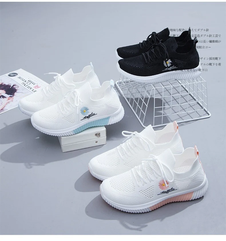 Mesh Shoes Women's Shoes 2023 New Autumn Breathable sneaker Women's Mesh Casual White Shoes Casual Slip-on