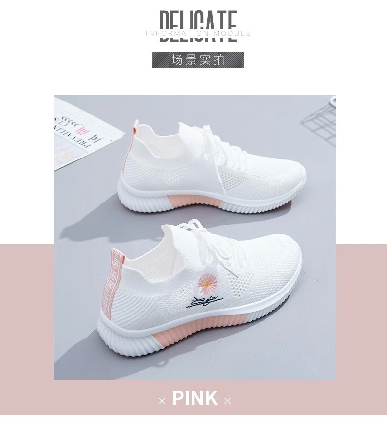 Mesh Shoes Women's Shoes 2023 New Autumn Breathable sneaker Women's Mesh Casual White Shoes Casual Slip-on