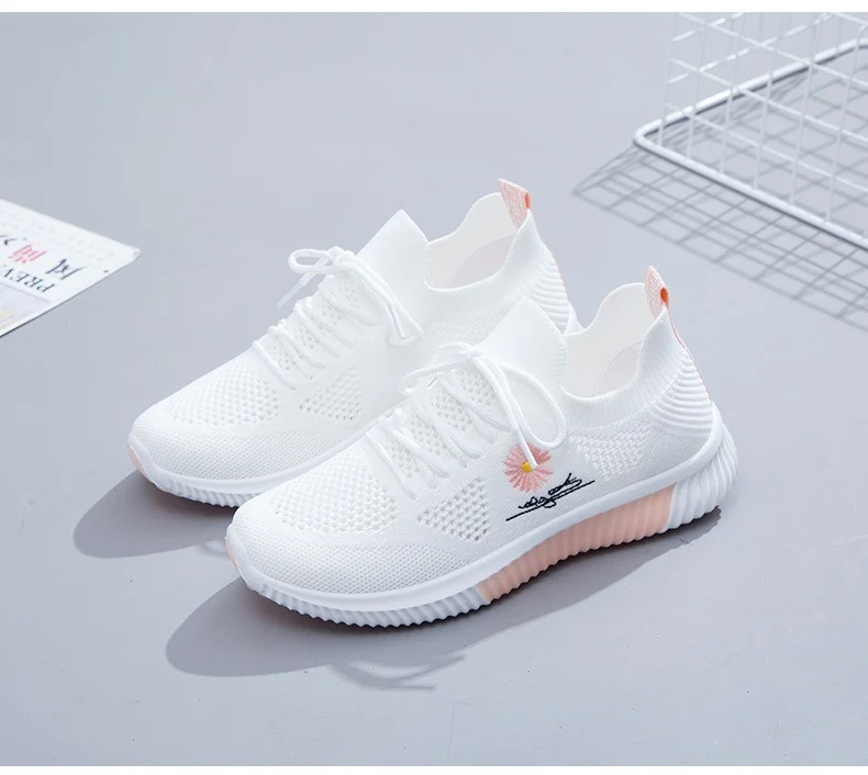 Mesh Shoes Women's Shoes 2023 New Autumn Breathable sneaker Women's Mesh Casual White Shoes Casual Slip-on