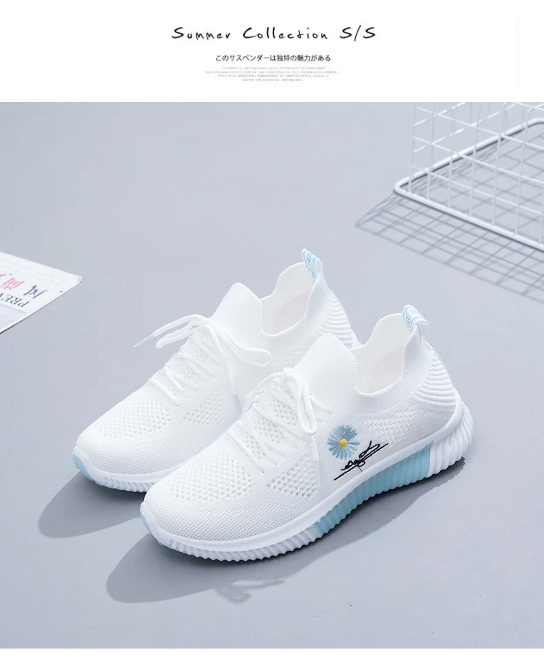 Mesh Shoes Women's Shoes 2023 New Autumn Breathable sneaker Women's Mesh Casual White Shoes Casual Slip-on