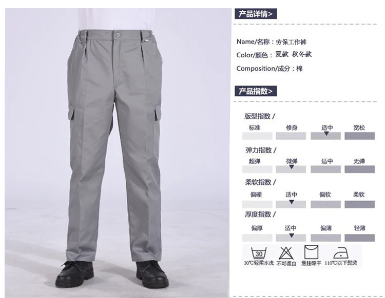 Autumn and Winter Pure Cotton Work Pants for Men, Wear-Resistant Welding Workwear, Blue Construction Site Workshop Handling Work Clothes Pants