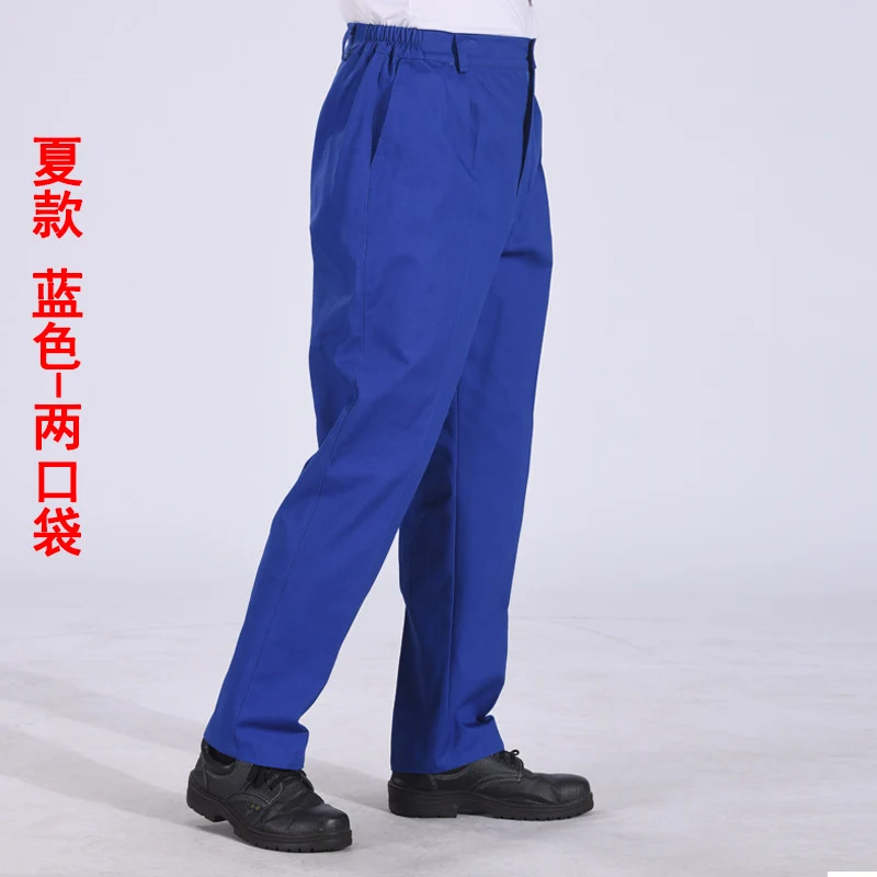 Autumn and Winter Pure Cotton Work Pants for Men, Wear-Resistant Welding Workwear, Blue Construction Site Workshop Handling Work Clothes Pants
