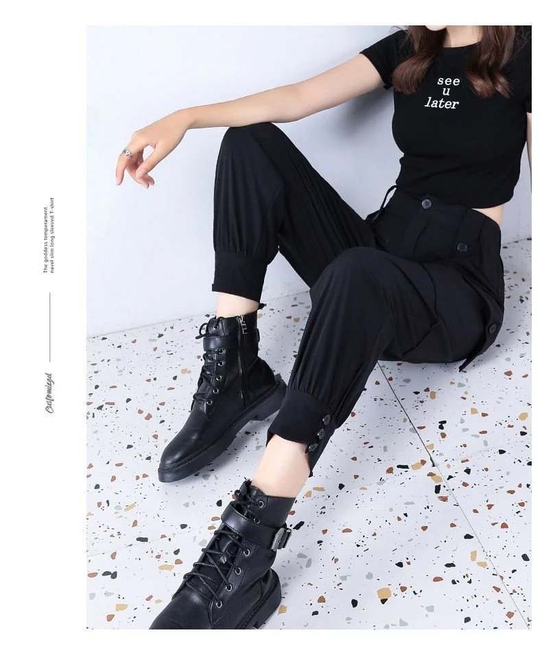 Women's Fleece-Lined Thickened Winter Korean-Style Cargo Pants, Jogger Loose Slimming Ins Harem Casual Pants for Students