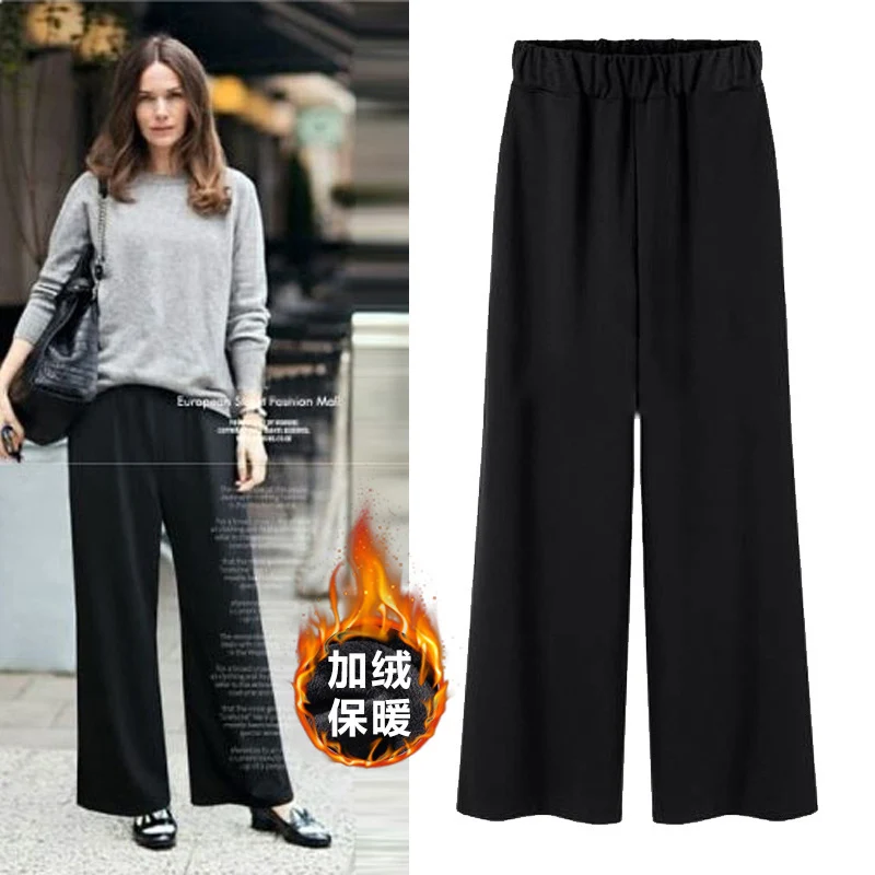 Plus-Size Women's Pants for Middle-Aged and Elderly Women, Summer Loose Wide-Leg Pants for Plus-Size Women, Casual Floor-Length Straight-Leg Trousers, Thin
