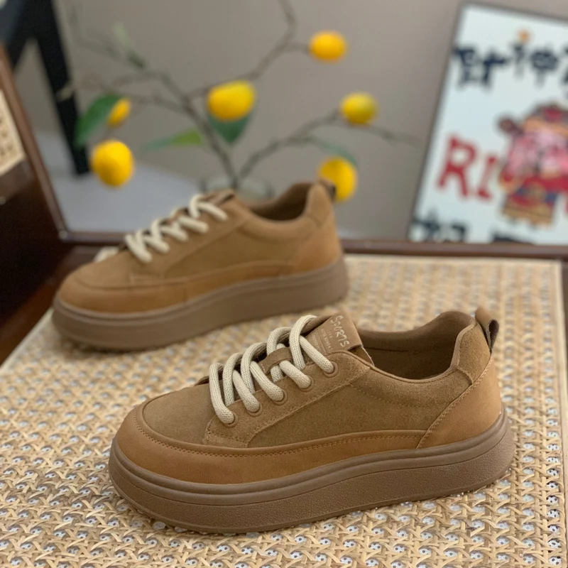 Genuine Leather Retro Sneakers for Women 2025 Spring & Fall New Niche High-Bottom Soft-Soled White Shoes Flats-Soled Sports and Casual Shoes