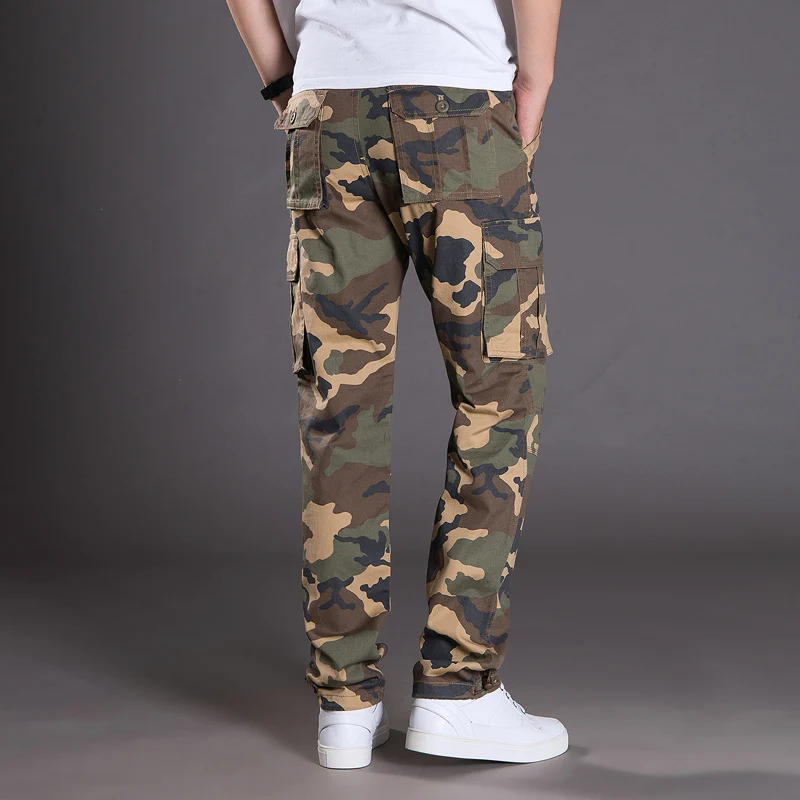 Autumn and Winter Thickened New Arrival Multi-Pocket Camouflage Crane Pants Men's Trendy Straight Loose Sports Casual Trousers Work Pants