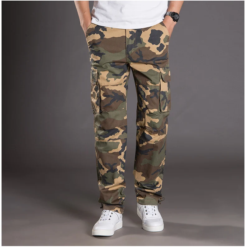Autumn and Winter Thickened New Arrival Multi-Pocket Camouflage Crane Pants Men's Trendy Straight Loose Sports Casual Trousers Work Pants
