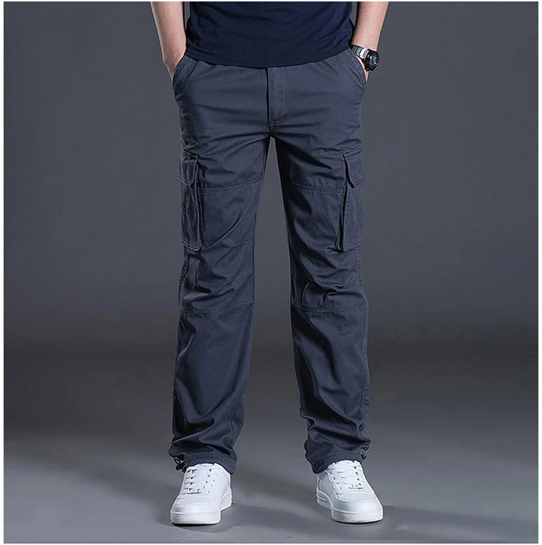 Autumn and Winter Thickened New Arrival Multi-Pocket Camouflage Crane Pants Men's Trendy Straight Loose Sports Casual Trousers Work Pants