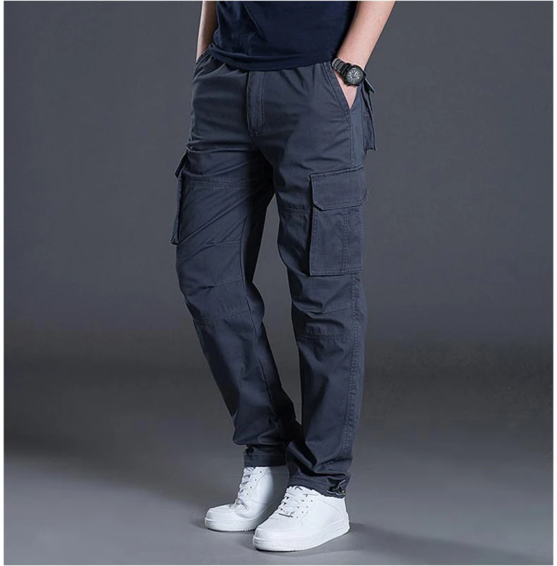 Autumn and Winter Thickened New Arrival Multi-Pocket Camouflage Crane Pants Men's Trendy Straight Loose Sports Casual Trousers Work Pants