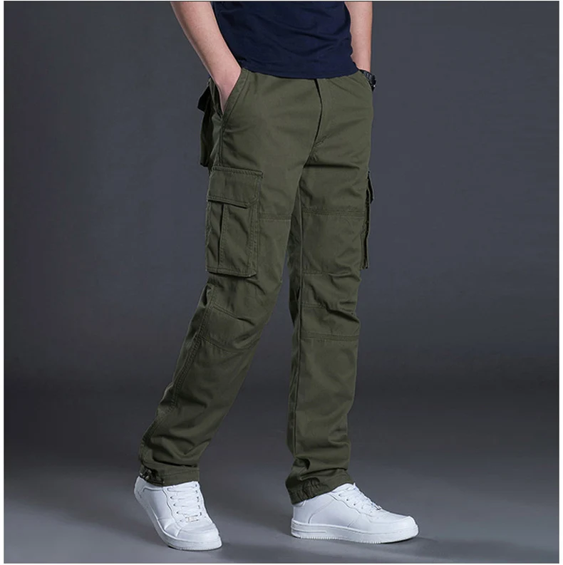 Autumn and Winter Thickened New Arrival Multi-Pocket Camouflage Crane Pants Men's Trendy Straight Loose Sports Casual Trousers Work Pants