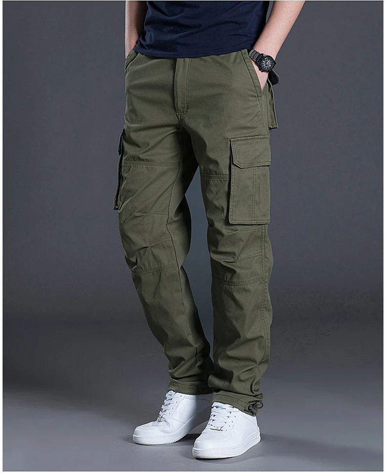 Autumn and Winter Thickened New Arrival Multi-Pocket Camouflage Crane Pants Men's Trendy Straight Loose Sports Casual Trousers Work Pants
