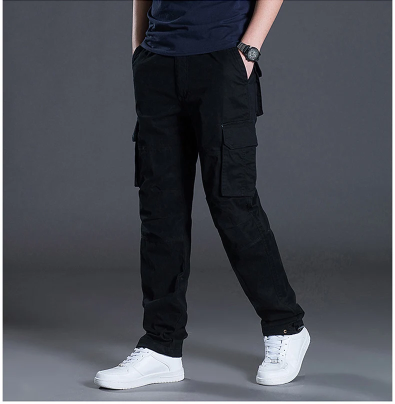 Autumn and Winter Thickened New Arrival Multi-Pocket Camouflage Crane Pants Men's Trendy Straight Loose Sports Casual Trousers Work Pants