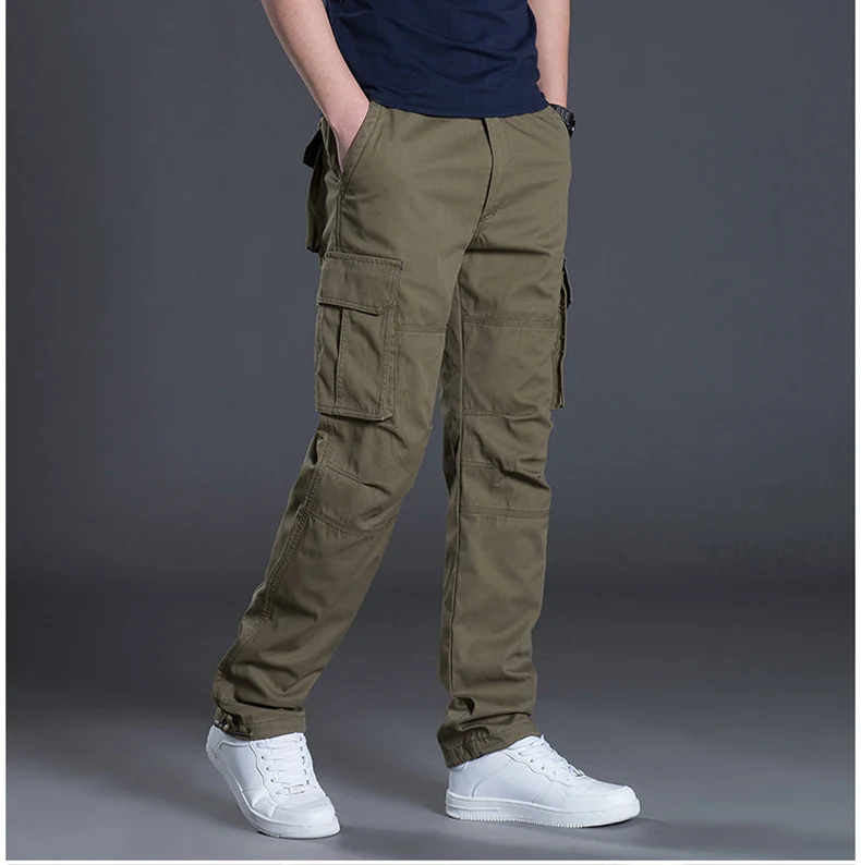 Autumn and Winter Thickened New Arrival Multi-Pocket Camouflage Crane Pants Men's Trendy Straight Loose Sports Casual Trousers Work Pants