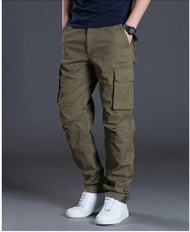 Autumn and Winter Thickened New Arrival Multi-Pocket Camouflage Crane Pants Men's Trendy Straight Loose Sports Casual Trousers Work Pants