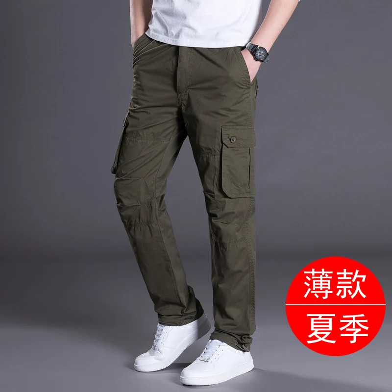 Autumn and Winter Thickened New Arrival Multi-Pocket Camouflage Crane Pants Men's Trendy Straight Loose Sports Casual Trousers Work Pants