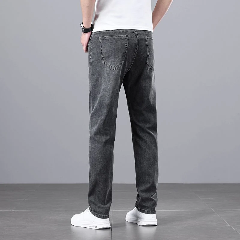Light Luxury Smoke Grey Jeans Men's Straight Loose Summer Thin Men's Pants 2025 New Casual Trendy Trousers