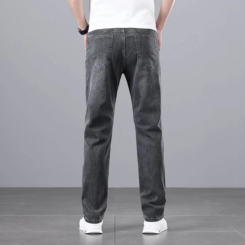 Light Luxury Smoke Grey Jeans Men's Straight Loose Summer Thin Men's Pants 2025 New Casual Trendy Trousers