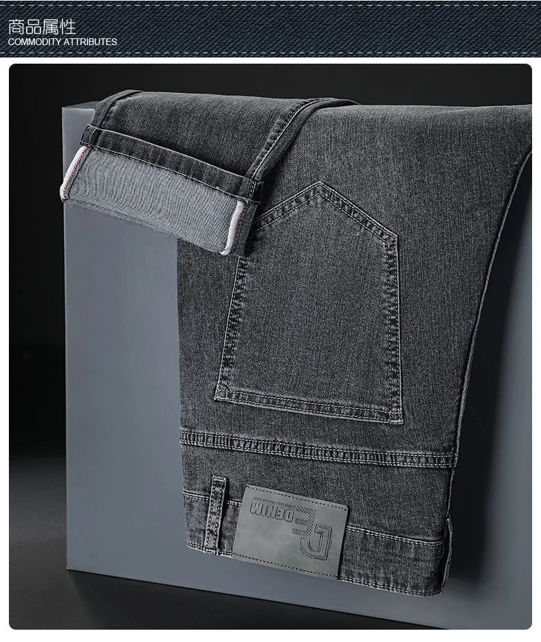 Light Luxury Smoke Grey Jeans Men's Straight Loose Summer Thin Men's Pants 2025 New Casual Trendy Trousers