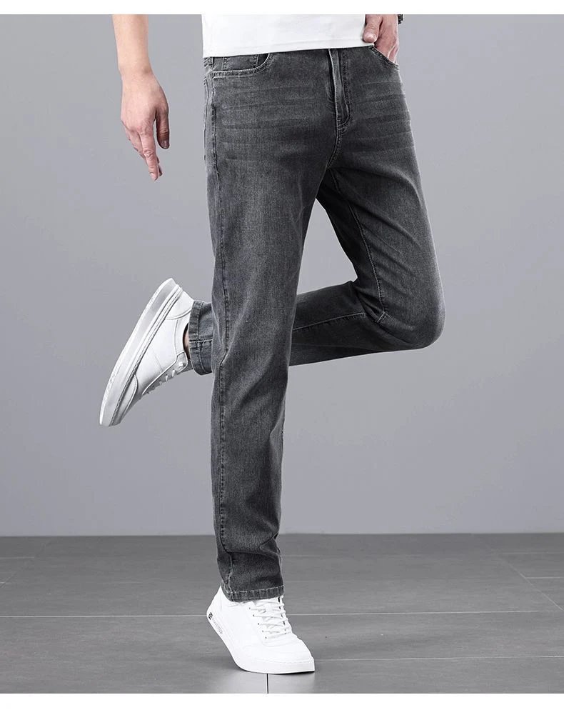 Light Luxury Smoke Grey Jeans Men's Straight Loose Summer Thin Men's Pants 2025 New Casual Trendy Trousers