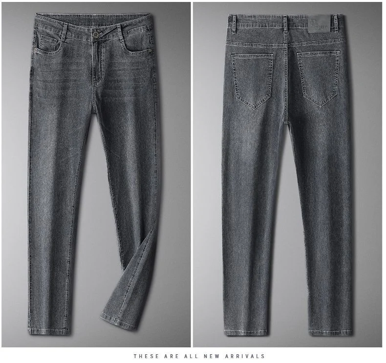Light Luxury Smoke Grey Jeans Men's Straight Loose Summer Thin Men's Pants 2025 New Casual Trendy Trousers