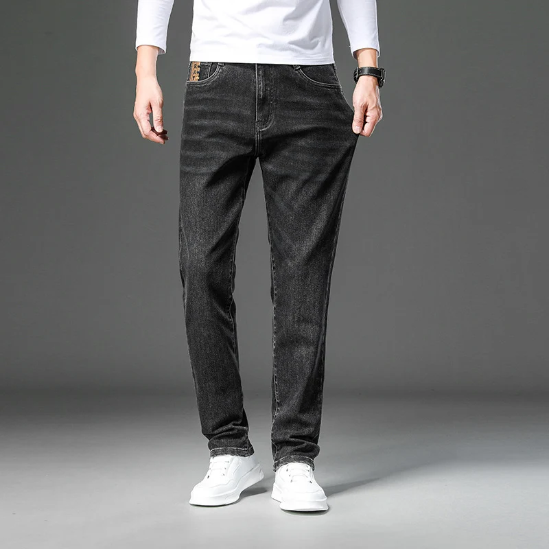 Light Luxury Smoke Grey Jeans Men's Straight Loose Summer Thin Men's Pants 2025 New Casual Trendy Trousers
