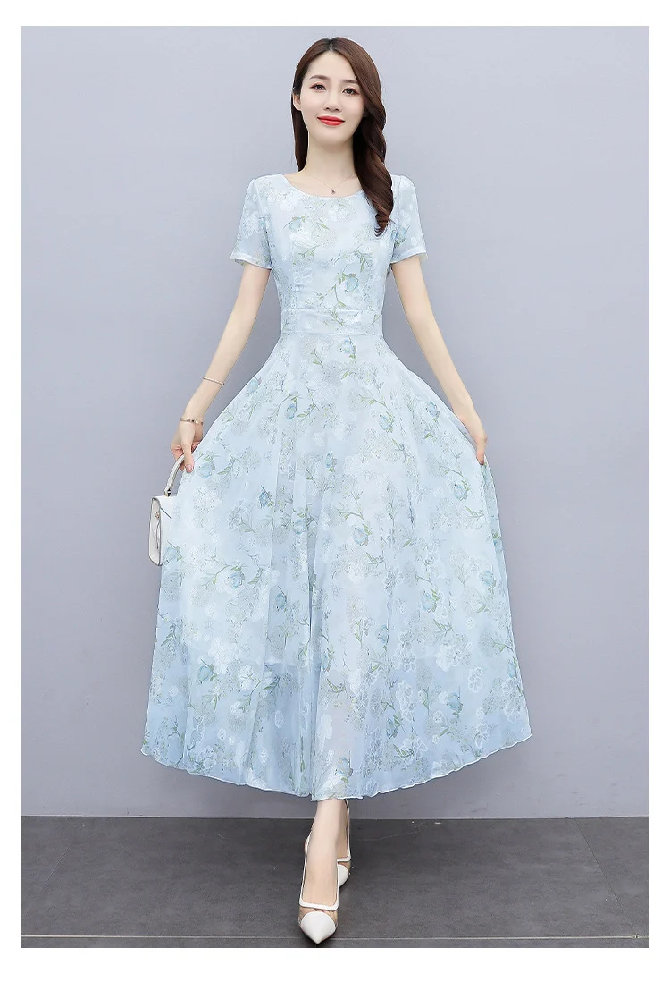 2022 Summer New Bohemian Long Dress to Ankle Chiffon dress Super Long Seaside Holiday Beach Dress for Women