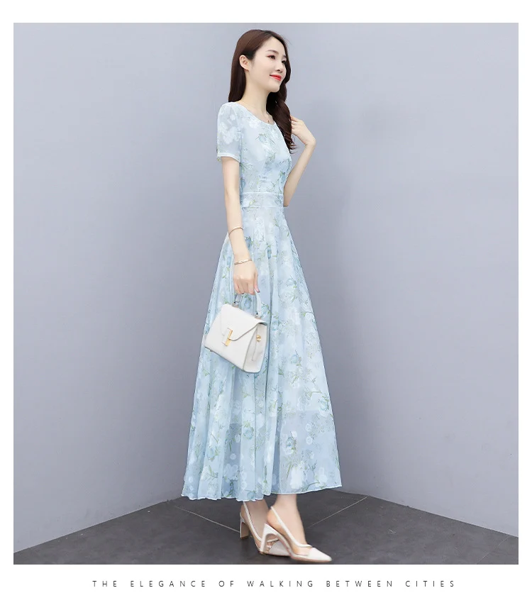 2022 Summer New Bohemian Long Dress to Ankle Chiffon dress Super Long Seaside Holiday Beach Dress for Women