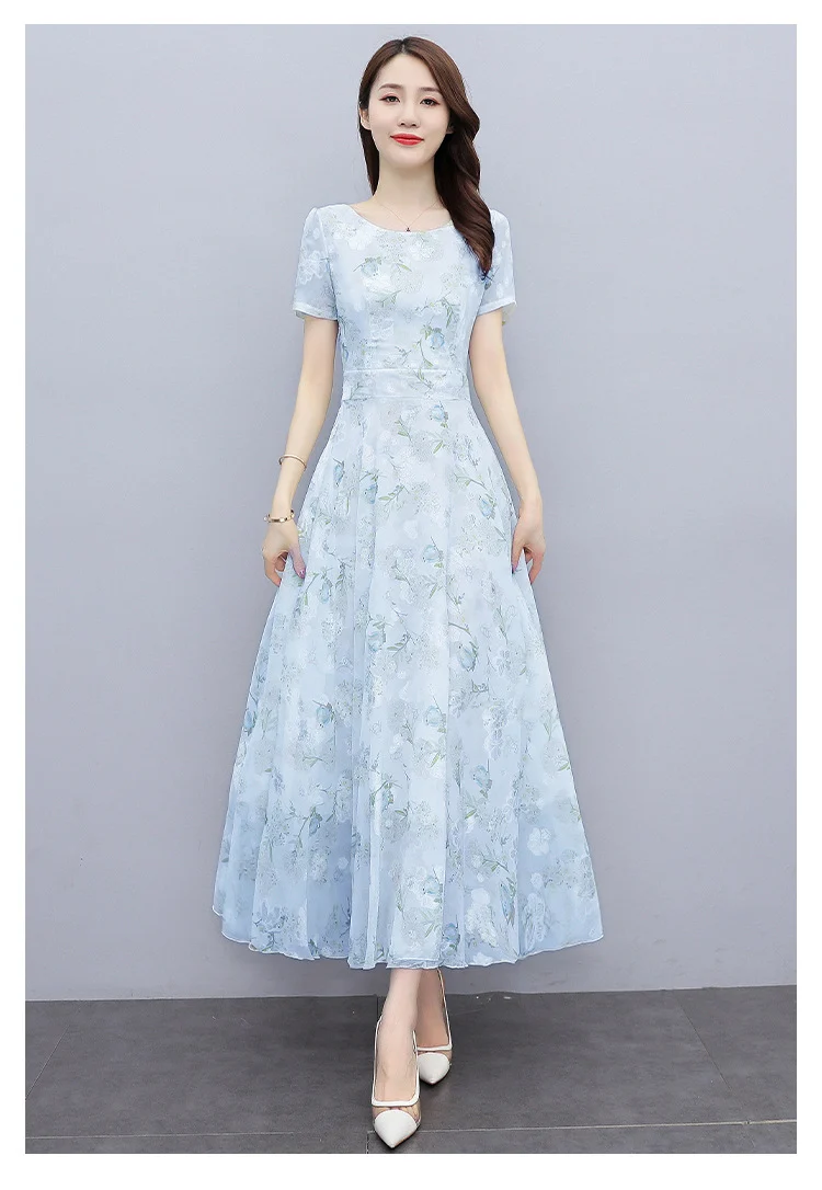 2022 Summer New Bohemian Long Dress to Ankle Chiffon dress Super Long Seaside Holiday Beach Dress for Women