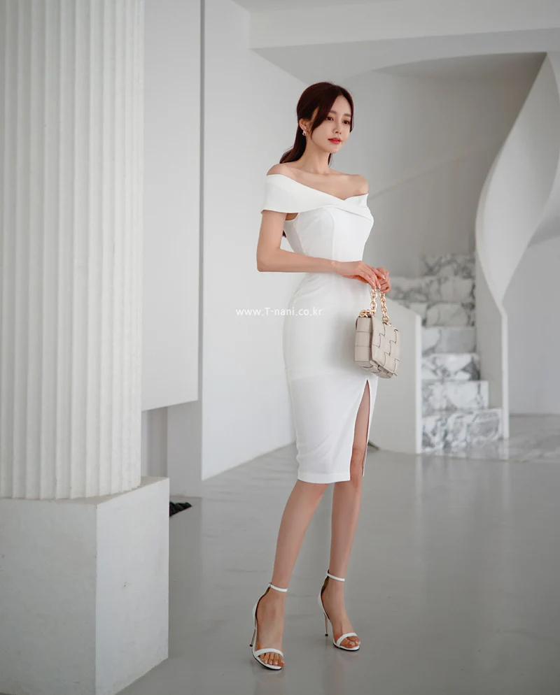 Foreign Trade Women's 2023 Korean Style Summer Dress New Style Private Dress Socialite Sexy One-Shoulder Collar Slim-Fit Hip Dress