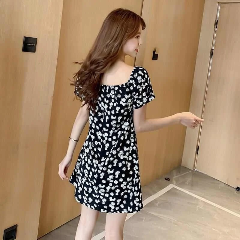 Daisy Dress Slim-Fit Slimming off-Shoulder Floral dress 2024 Summer New Internet Celebrous Same Style Dress