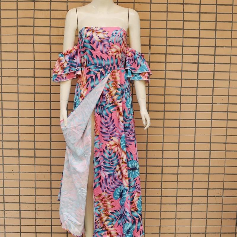 2020 Summer European and American New Sexy Strapless Printed Dress Cross-border Women's Dress