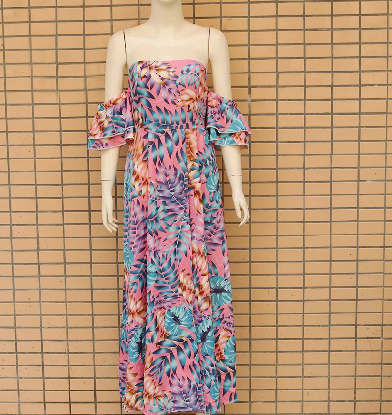 2020 Summer European and American New Sexy Strapless Printed Dress Cross-border Women's Dress