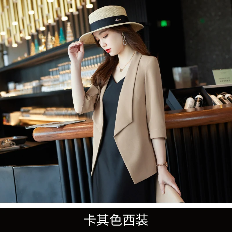 [Three-Quarter Sleeve Dress] Women's Formal Suit Dress, Korean Style Fashion Professional Attire, Small Blazer Dress for Spring and Summer